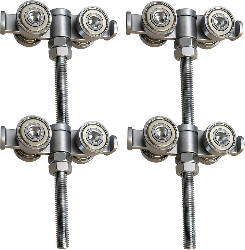 BiJun 4 Wheel Rolley Assembly,Strut Channel Trolley Rollers Wheel for 1-5/8" Wide and All 1-5/8" or Taller unistrut Strut Channel to Mount Heavy Barn or Shed Sliding Doors Silver (Pack of 4)) - Image 1